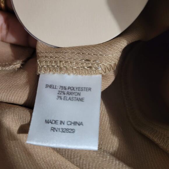 Camila Coelho Pants Tan Taupe Waist Cutouts High Waisted Tapered Trouser Medium - Picture 12 of 13